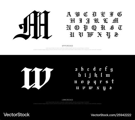 Elegant blackletter gothic alphabet font Vector Image