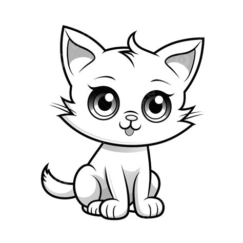 Cute Cat Cartoon Character Line Art, Cat Drawing, Car Drawing, Cartoon ...