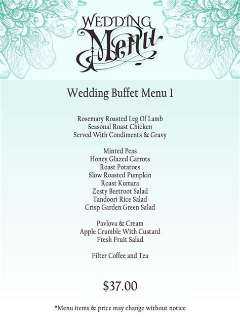 Wedding Food List - Wedding Arena