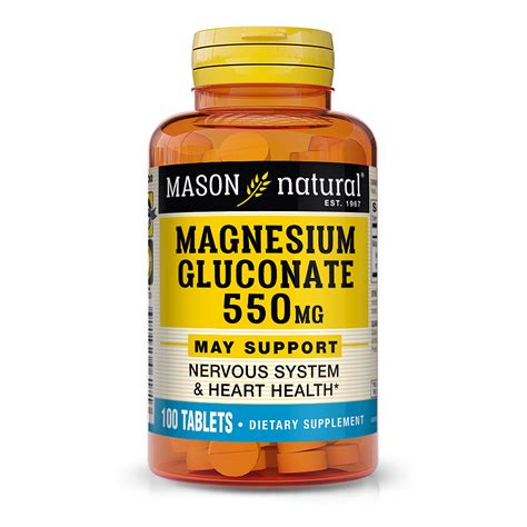 Mason Natural Magnesium Gluconate 550 MG - 100 CT - Walmart.com