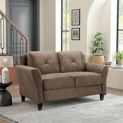 Lifestyle Solutions Harvard 57 in. Brown Microfiber 2-Seat Loveseat ...