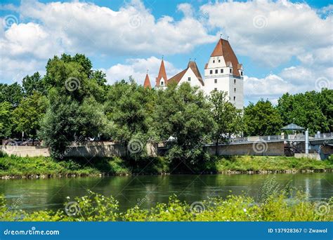 Image of Bank of Danube with Castle in Ingolstadt Editorial Photography ...