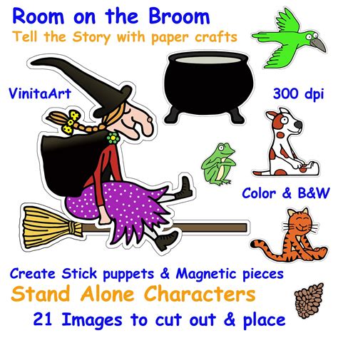 Room on the Broom clip art single characters digital | Etsy | Room on the broom, Paper bag ...