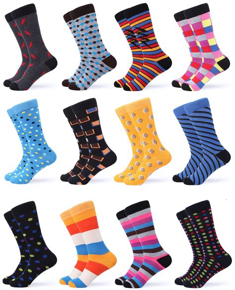 Gallery Seven Mens Dress Socks - Funky Colorful Socks for Men - 12 Pack ...