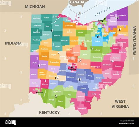 Ohio map districts hi-res stock photography and images - Alamy