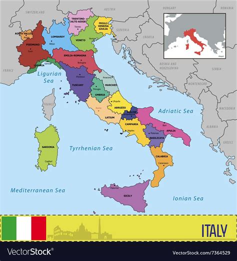 Map of Italy with regions and their capitals. Download a Free Preview ...