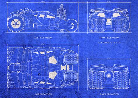 Batman Tumbler Batmobile Blueprints Beach Sheet by Design Turnpike - Pixels