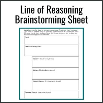 AP Lit Line of Reasoning Brainstorming Sheet | TpT