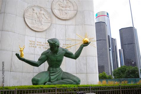 Spirit of Detroit statue in downtown Detroit. Iconic symbol of largest ...