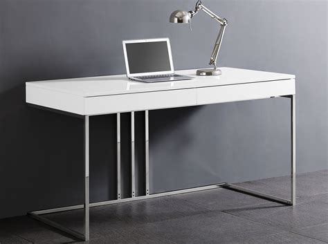 Elite High Gloss White Lacquer Desk with Stainless Steel Base Washington DC Whiteline-Sabine