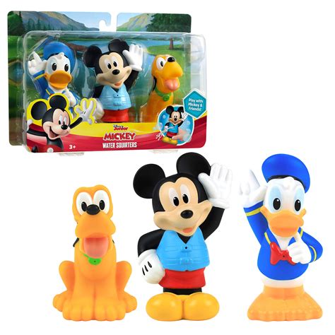 Disney Junior Mickey Mouse Bath Toy Set, Includes Mickey Mouse, Donald Duck, and Pluto Water ...