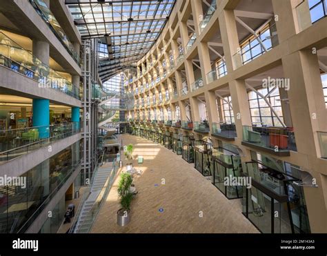 Interior lobby atrium inside the modern Salt Lake City Public Library ...