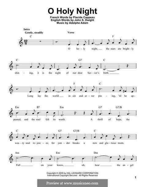 O Holy Night (Printable Scores) by A. Adam - sheet music on MusicaNeo