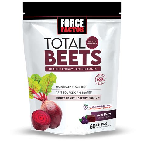 Force Factor Total Beets Soft Chews with Beetroot Supplement, 60 Chews ...