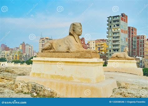 The Statues in Serapeum, Alexandria, Egypt Stock Photo - Image of rise ...