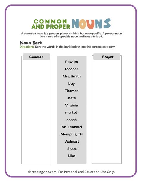 Free nouns worksheet middle school, Download Free nouns worksheet ...