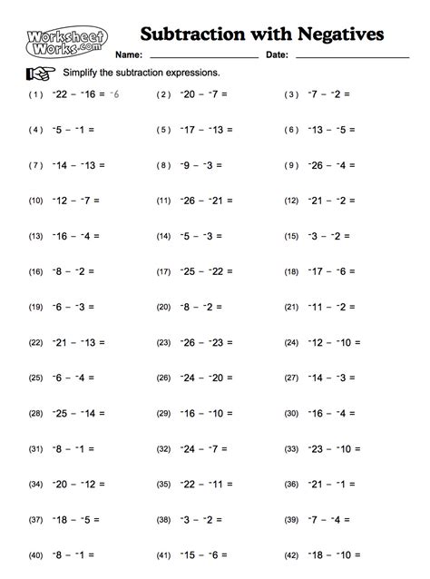 Negative And Positive Numbers Worksheets