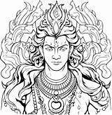 Hindu Lord Shiva Mahakaal Vector Coloring Page  Premium AI Generated sketch template