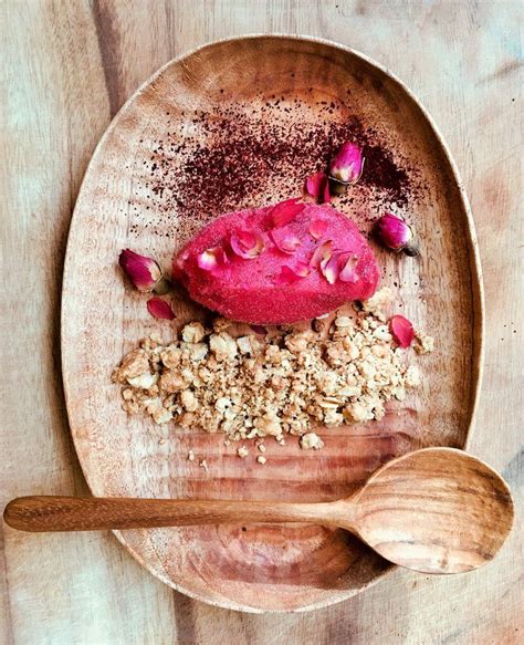 Davidson plum and rose sorbet w/ powdered sour plums and sweet cinnamon crumble | Seasonal ...