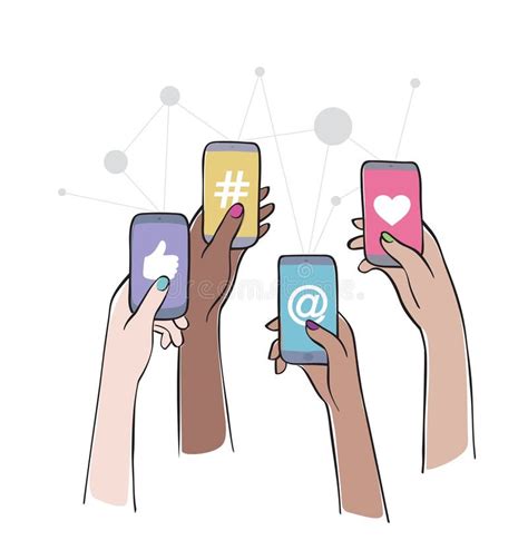 Social Media Interaction on Smartphone Stock Vector - Illustration of hands, interactive: 137552978