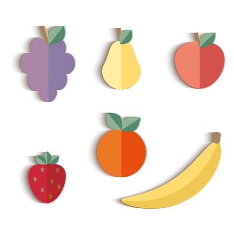 Paper cut out fruits and berries set on blue background. Vector ...