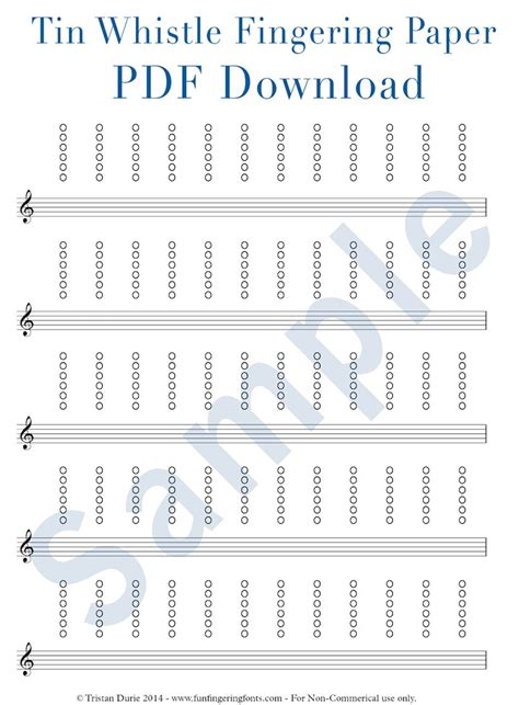 Tin & Penny Whistle Tablature, Fingering Paper: Download and Printable PDF Great for Learning ...