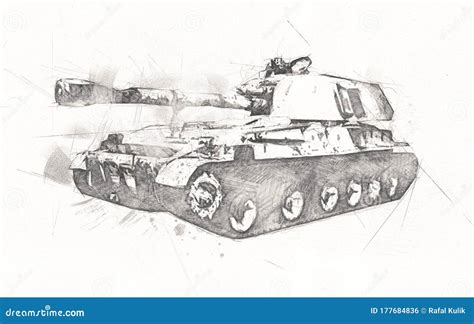 Vintage the Tank Isolated Drawing Sketch Art Illustration Art ...