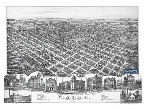 Beautifully restored map of Denison, Texas from 1891 - KNOWOL