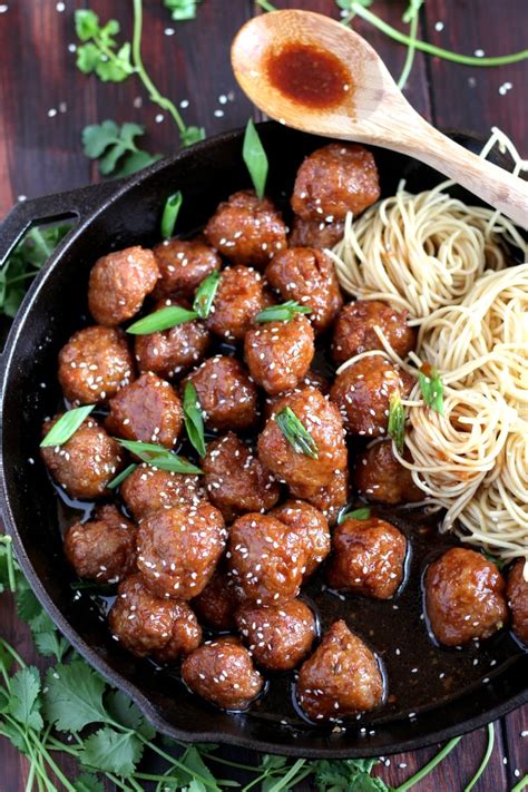 Sesame Soy Ginger Meatballs + Noodles - The Wooden Skillet