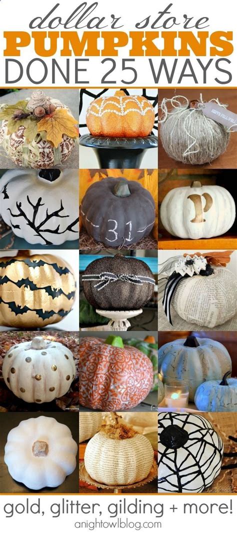 25 Dollar Store Pumpkins - lots of fun ideas on how to makeover carvable dollar store pumpkins ...