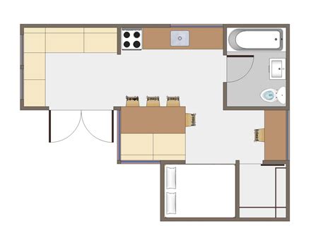 Awesome Modern Style L Shape Usonian Kitchen Floor Plans Design - Viahouse.Com