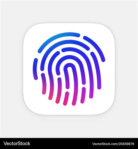 Id app icon template fingerprint mobile Royalty Free Vector