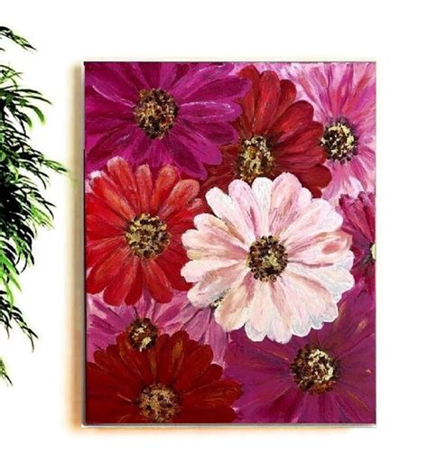 Daisies Painting Purple Daisy Acrylic Paintings Daisy Wall - Etsy