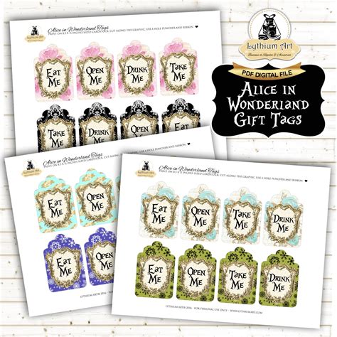 Alice in Wonderland Gift Tags Alice in Wonderland Printable