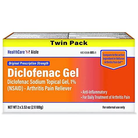 HealthCareAisle Diclofenac Gel Twin Pack Diclofenac Sodium Topical Gel (NSAID) Arthritis Pain ...