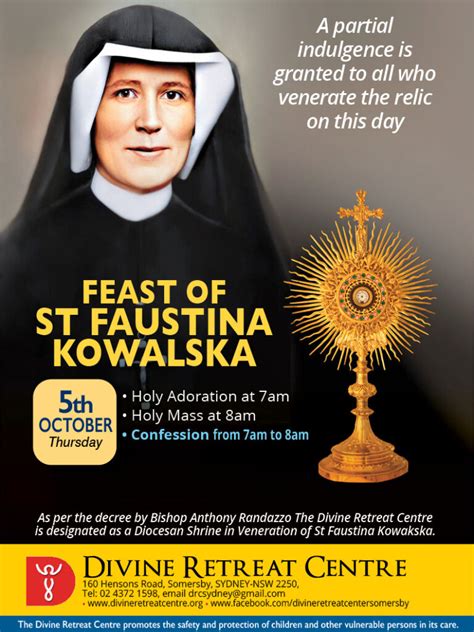 Feast Day of St Kowalska | St Faustina Shrine & Relics Sydney