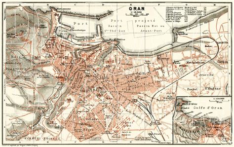 Old map of Oran in 1909. Buy vintage map replica poster print or download picture