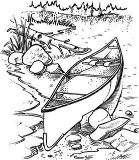 Canoe Scene M-119 | Coloring pages, Coloring books, Drawings