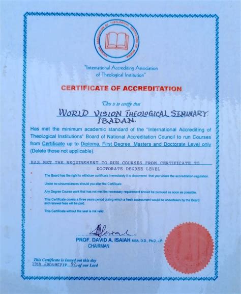 ACCREDITATION – World Vision Theological Seminary