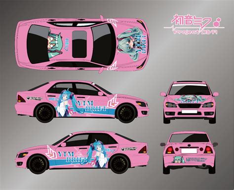 Anime ITASHA Hatsune Miku Car Wrap Door Side Stickers Decal Fit With A ...