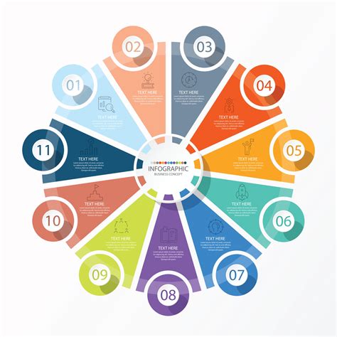 Basic circle infographic template with 11 steps, process or options, process chart, Used for ...