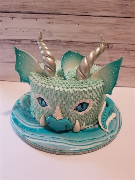 Water Dragon Fantasy Cake | Dragon cake, Dragon cakes, Animal cakes