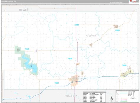 Custer County, OK Wall Map Premium Style by MarketMAPS