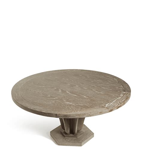 Large Round Allegro Wood Dining Table - Burnt Oak Brown | OKA US