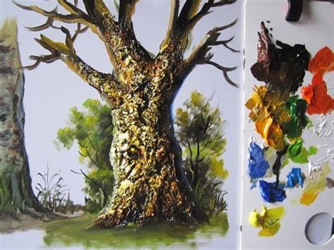 How to paint a tree trunk lesson 4 - YouTube