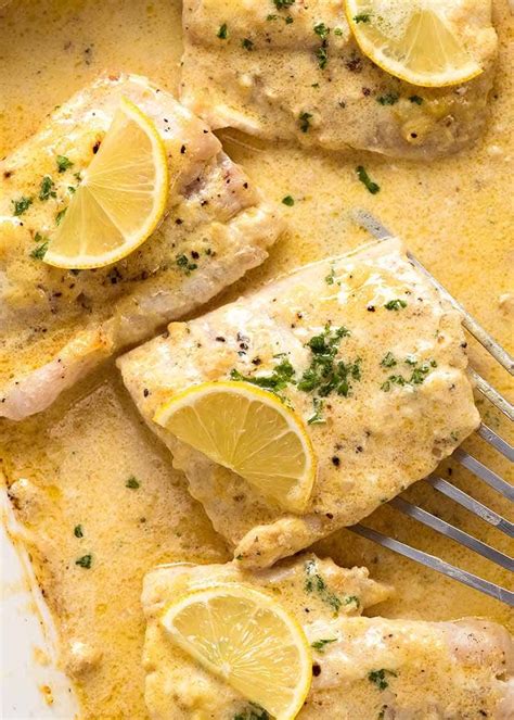 Baked Fish with Lemon Cream Sauce | RecipeTin Eats