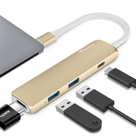 USB Type-C Hub Adapter, Multi-Port Charger Dock – Gold