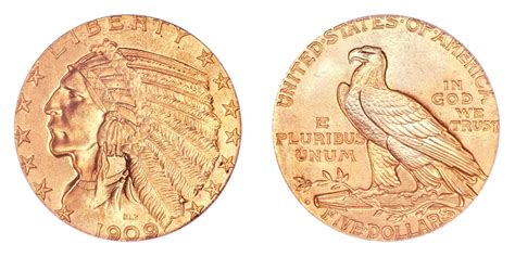 1909 O Indian Head Gold $5 Half Eagle Early Gold Coins Coin Value ...