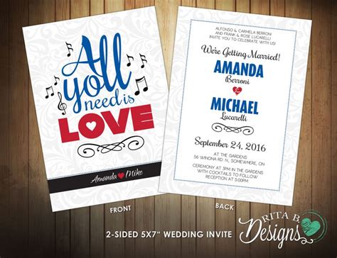 All You Need is Love Wedding Invitation Set Music Theme - Etsy