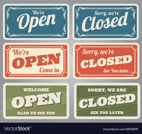 Vintage open and closed shop signs Royalty Free Vector Image